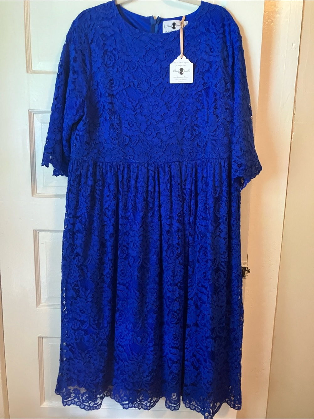 Dainty Jewells Royal Blue Lace Midi Dress